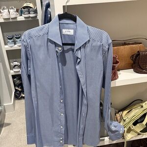 Eton Men's Classic Blue Pinstripe Shirt (Slim 16 41)